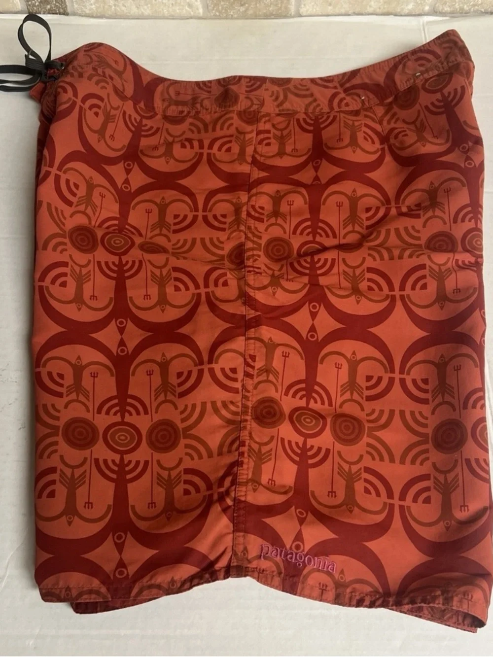Men's Red Geometric Swim Trunks